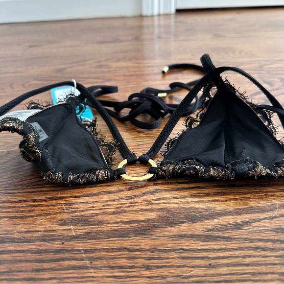 NWT Beach Bunny Black Lace Bikini Top - Picture 4 of 6